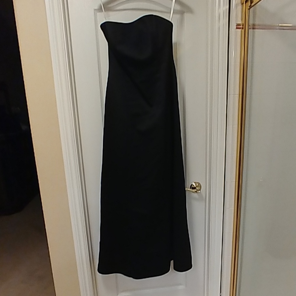 Black satin bridesmaid dress